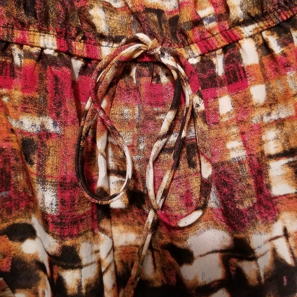 Orange Abstract Ruffle Dress - Picture 3 of 5